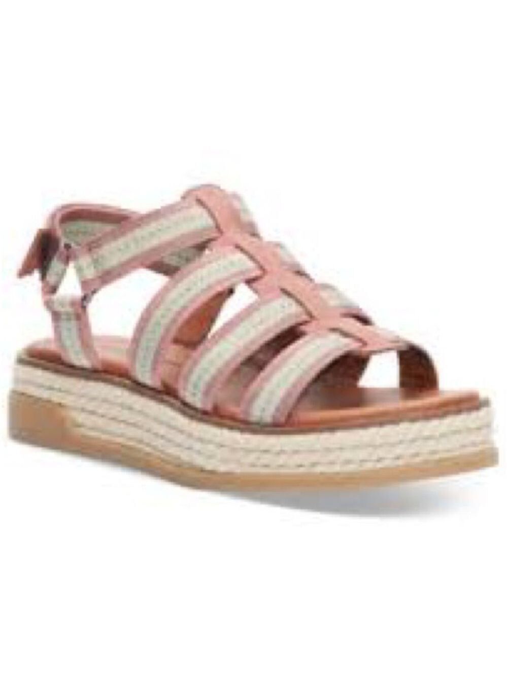 Lucky Brand Pink and Cream Striped Platform Sandals Sz 6.5M